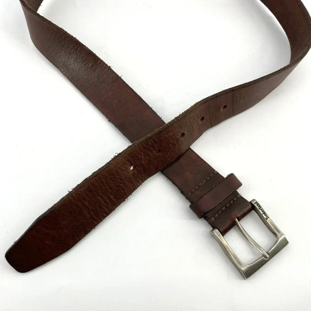 Timberland Men's Size 32 Dark Brown Genuine Leather‎ Casual Belt Made in USA